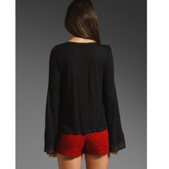 Free People beaded bell sleeve top black XS small - Picture 3 of 14